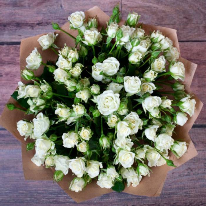 Букет 15 белых кустовых роз R542